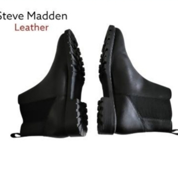 Steve Madden Leather Lorali Black Chelsea Ankle Boot Equestria Barn Shoe Women 7 - Picture 5 of 9